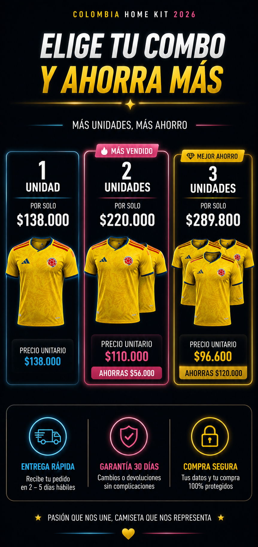 Camiseta Colombia 2026 - Nativa Tricolor
