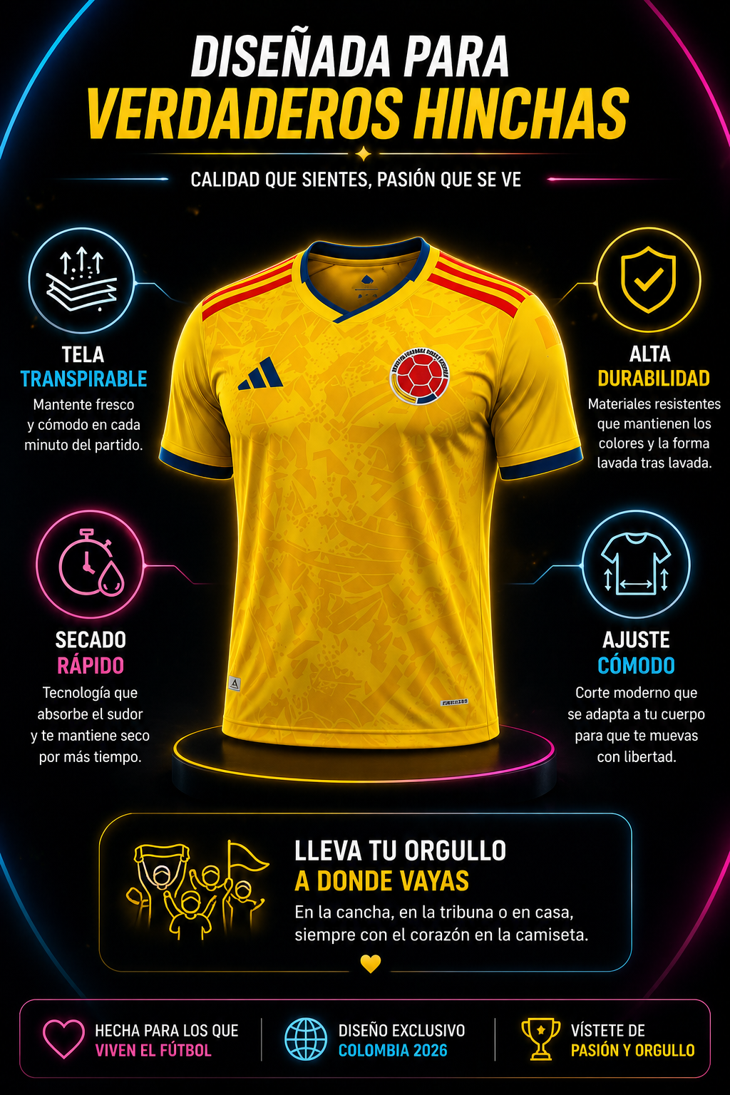Camiseta Colombia 2026 - Nativa Tricolor