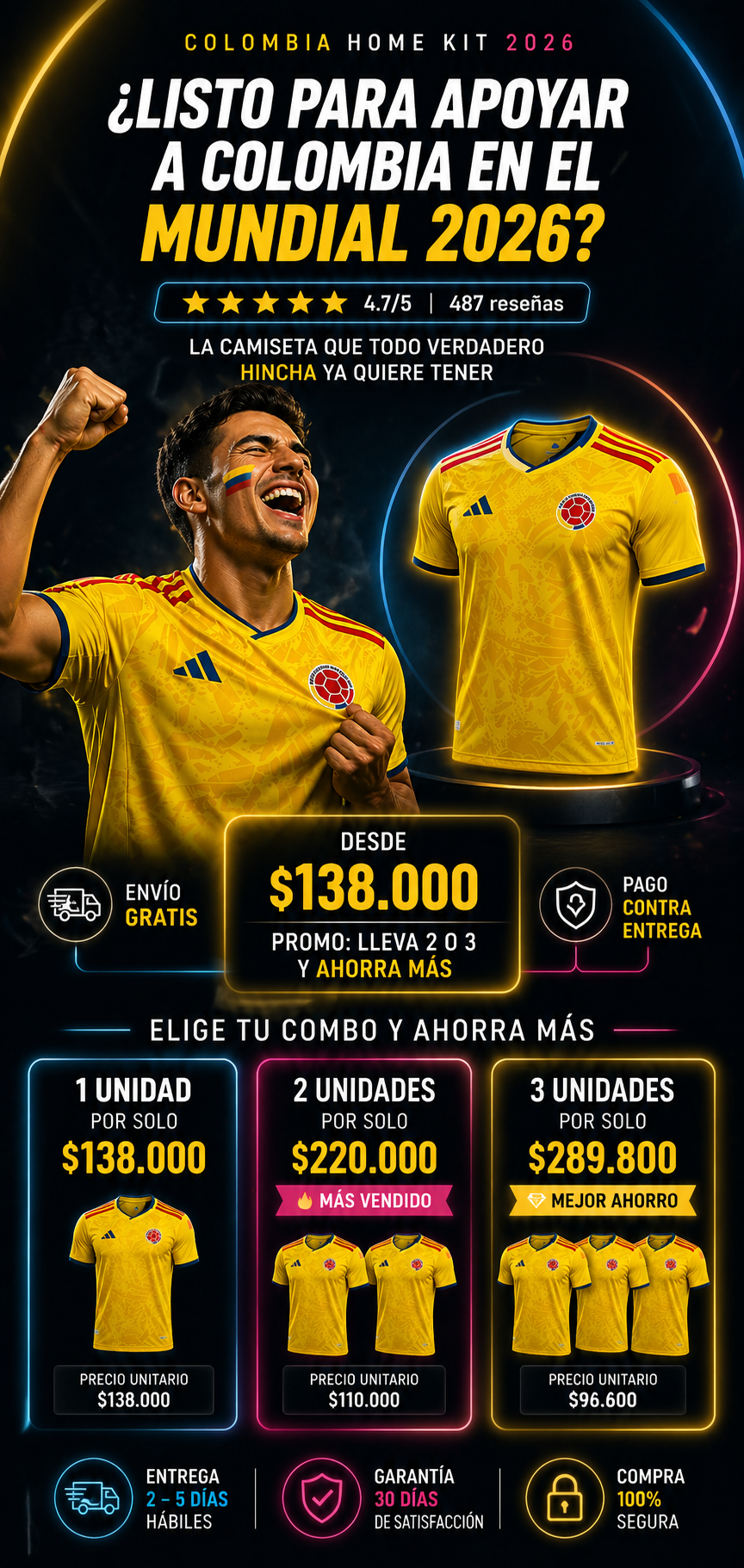 Camiseta Colombia 2026 - Nativa Tricolor