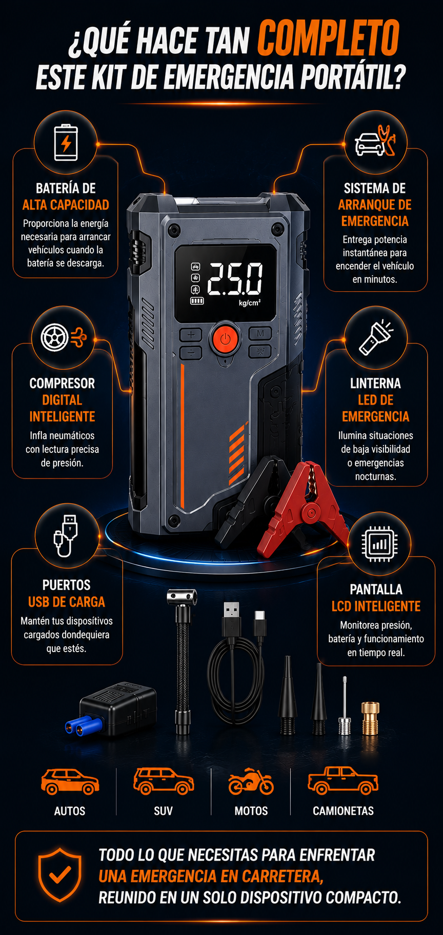 Arrancador de Batería y Compresor de Aire T700 PowerBoost