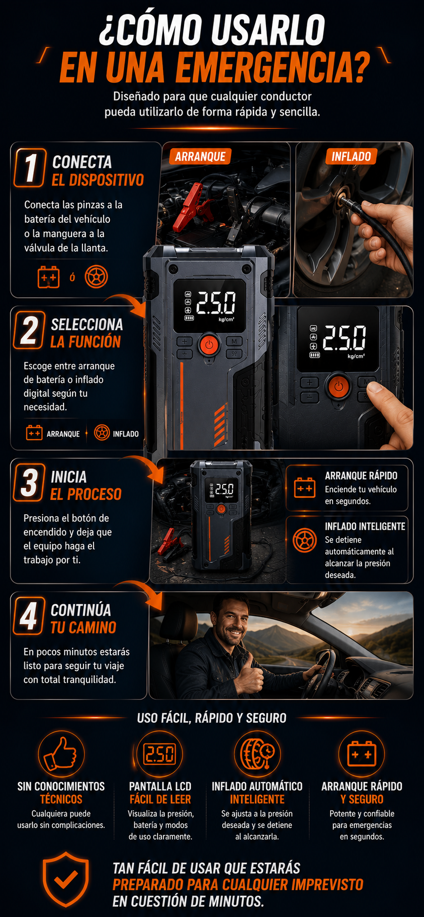 Arrancador de Batería y Compresor de Aire T700 PowerBoost