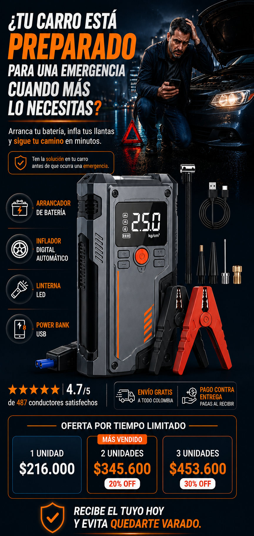 Arrancador de Batería y Compresor de Aire T700 PowerBoost