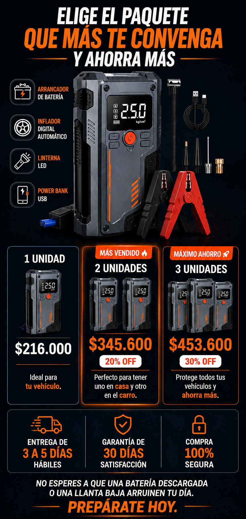 Arrancador de Batería y Compresor de Aire T700 PowerBoost